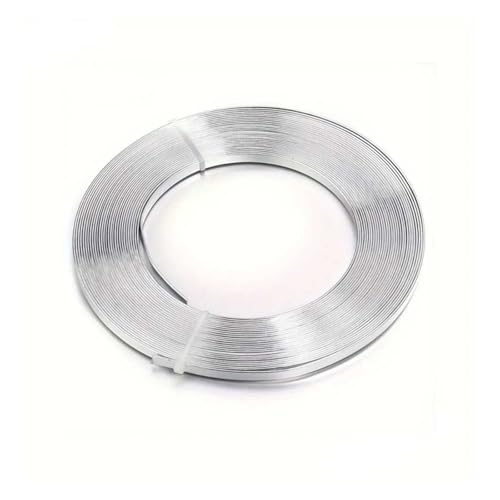 Alambre de aluminio Alambre plano plateado for joyería, de 5 mm ancho y colores variados, aluminio en 8 vibrantes for esculpir biseles hacer joyas(Silver)