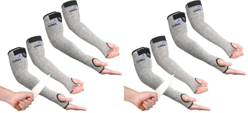 Image of OriStout Cut Resistant Farmer Sleeves with Tumb Hole, Grey, 2 Pairs (Pack of 2)