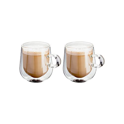 Judge JDG35 - Set de 2 tazas de café con leche con asa - Doble pared de cristal con vacío en su interior - Hechas a mano - Resistentes al calor - Se pueden meter en el lavavajillas - 275 ml Cover