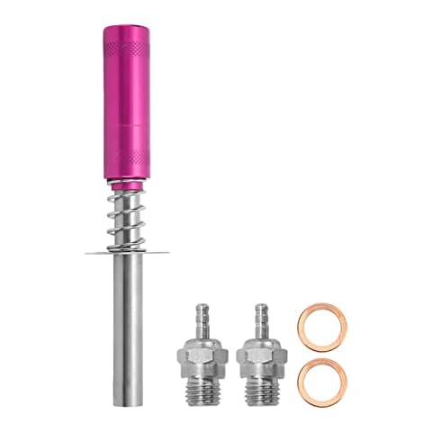 TeamSky Glow Plug Igniter, RC Engine Starter with N3 Glow Plug, Glow Plug Igniter for RC Oil Powered Car Ship Methanol Engine(rose red) Cover