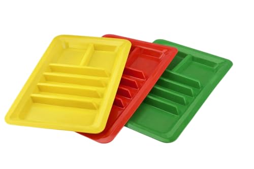 Dependable Industries inc. Essentials Set of 3 Rectangular Taco Holder Plates – BPA-Free Plastic Taco Trays with Dividers, Stackable, Microwave & Dishwasher Safe