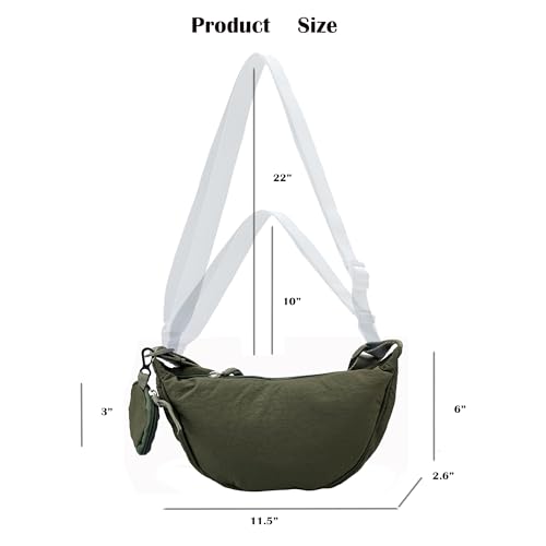Image of Crossbody Bag with Coin Purse Hobo Sling Crescent Bag Women Men Trendy Small Nylon Shoulder Bag Purse Adjustable Strap