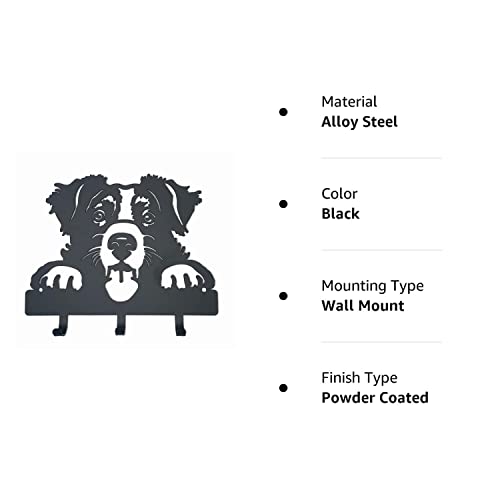 Key Holder For Wall Mount With 3 Hooks (Border Collie), Black #TOP6