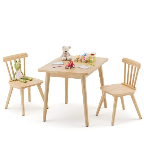 Curipeer Windsor Kids Table and 2 Chair Set, Rubberwood Children