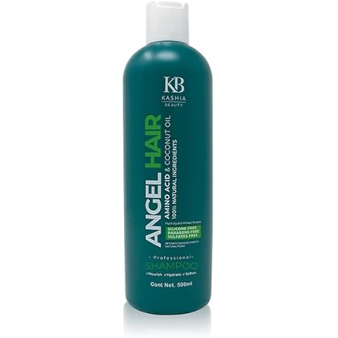 Kashia Beauty. Shampoo Angel Hair. Moisture necessary for your hair to look healthy and young. Purifies, strengthens, revitalizes and protects hair. Without sulfates, phosphates and parabens. 500ml. Cover
