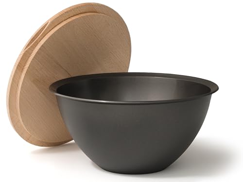 Hausfelder Ensaladera con tapa de madera, juego de 4 L en antracita y negro, cuencos grandes de plástico sin BPA (antracita negro, 4 L)