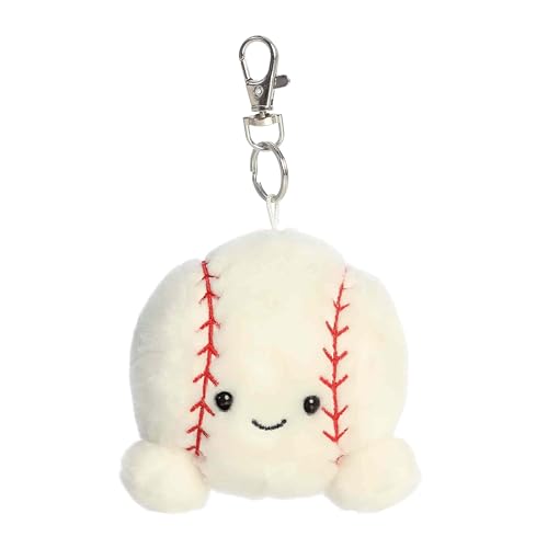 Aurora Adorable Palm Pals Slugger Baseball Clip-On - Fun Collectible Plush For Kids and Adult Collectors - Perfect for Decorating Rooms and Birthday Gifts - White 4 Inches