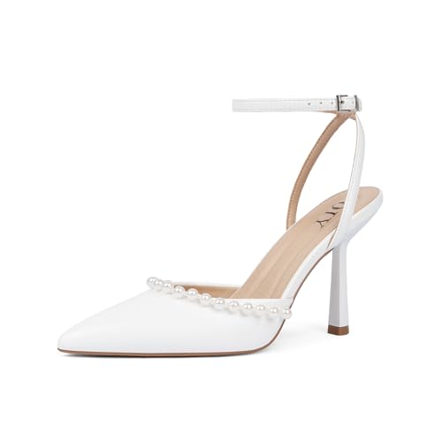 Image of QIY Closed Toe Ankle Strap Heels Women Pumps Pointed Toe Heeled Sandals for Women Stiletto Wedding Dress Shoes