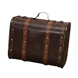 mophrati Coffre à bagages rétro, élégant coffre en bois de style vintage, options de rangement décoratif, malle voyage nostalgique en métal, bois antique