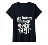 Womens My Favorite Baseball Player Calls Me Gigi Baseball Gigi V-Neck T-Shirt