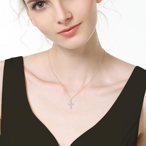 AINUOSHI Cross Necklace for Women Sterling Silver Moissanite Dainty Necklaces Jewelry Gifts for Her Mom Girlfriend Mama Wife4