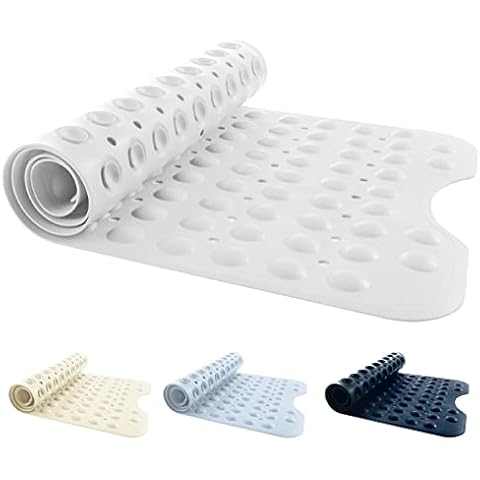 ANSIO Long Non-Slip Bathtub Mat with Drain Holes Cover