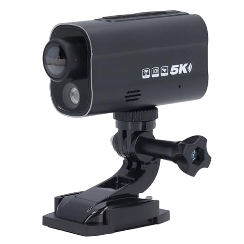 Cryfokt Motorcycle Action Camera, Recording 1000MAH EIS Anti Shake Helmet Camera Recorder 2.4G WiFi 5K 170 Degree Wide Angle Lens for Camping