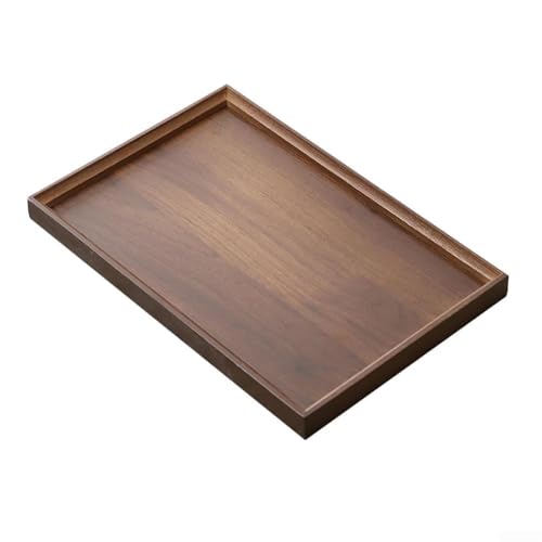 Bandeja de madera rectangular con asas, plato de madera maciza natural para desayuno, pan, pastelería, barbacoa, estilo japonés, tabla de alimentos para comedor, fiesta, té (22 x 13 cm)