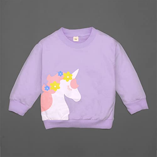 Image of Bold N Elegant Kid's Full Sleeve Unicorn Print Prewinter Cotton Round Neck Sweatshirt Pullover Tee For Infant Toddler Baby Girl's Kids