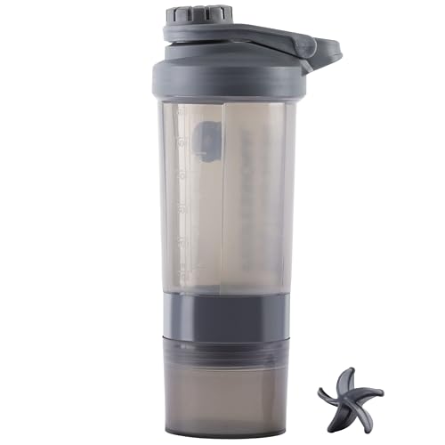 Image of Zyro Protein Funnel & Bolt Protein Shaker Bottle with Blending Mixer Ball 600 ml Shaker (Pack of 2, Multicolor, Plastic)