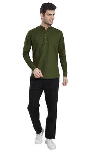 Image of DIVISIVE Men's Slim Fit Full Sleeves Cotton Short Kurta