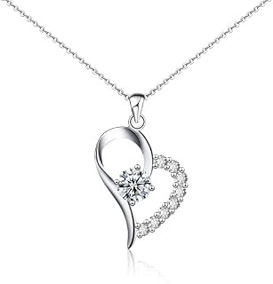 GENPAR Women's Necklace 925 Sterling Silver Pendant Necklaces Cubic Zirconia Jewellery Gifts for Girlfriend Wife Mum Her Birthday Christmas Mothers Day Anniversary Valentines Gift