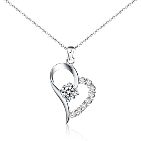GENPAR Women's Necklace 925 Sterling Silver Pendant Necklaces Cubic Zirconia Jewellery Gifts for Girlfriend Wife Mum Her Birthday Christmas Mothers Day Anniversary Valentines Gift Cover