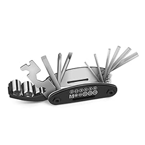 16-in-1 Werkzeuge für Fahrrad-Multitool,TAAMAN Multiwerkzeug,Flickzeug,Schrauber,Reifenheber,Speichenschlüssel und Feile
