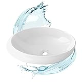 Starbath Plus - Lavabo Blanco de Cerámica - Con Forma Ovalada - Medidas 49 x 30 x 13 cm - Ideal para Poner sobre Encimera de Muebles de Baños y Aseos