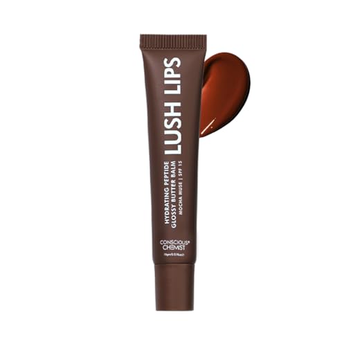 Image of Conscious Chemist Peptide Lip Balm SPF15 - Mocha Muse | 24 hr Hydration & Moisturizing Lip Balm for Dark & Pigmented Lips | Sun Protection | Soothes Dry Lips & Repair Moisture Barrier - 15g, Brown