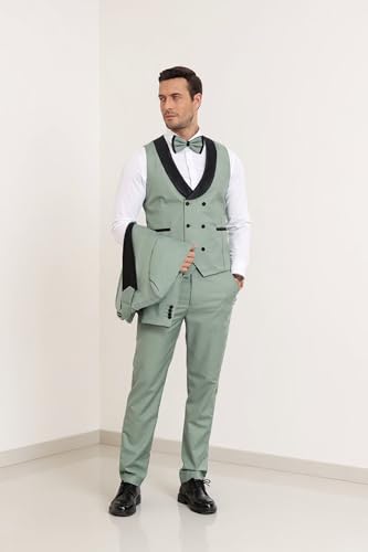 Mens 3 Piece Slim Fit Tuxedo Set Wedding Tuxedo for Men Double Breasted Suit Prom Tuxedos Blazer Vest Pants4