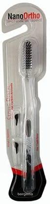 Cepillo de dientes para Ortodoncia NanoOrtho Borgatta con carbón activado, manual, 2 repuestos, rectangle, 1 unidad