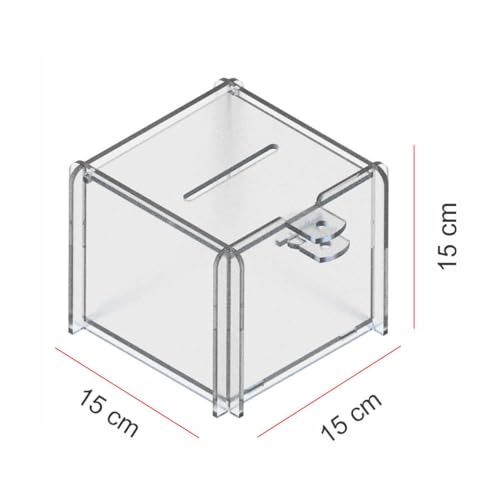 Urna Acrílico Sorteio Caixa Sugestões Cubo Cofre 15 X 15 Cm
