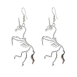 KaFu Unique Vintage punk stainless steel Silver Unicorn Stud Earrings for Women Personality Hypoallergenic gothic skull Unicorn Skeleton Earrings Gifts for Daughter Birthday Party (unicorn)