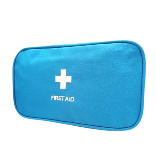Image of Red First Aid Bag Empty Travel Rescue Pouch First Responder Storage Medicine Emergency Bag for Car Home Office Kitchen Sport Outdoors (Blue with Handle)
