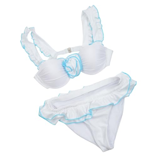 Maillot de bain push-up femme taille basse col en V élégant à volants