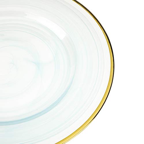 Koyal Wholesale Bulk Glass Charger Plates, Cloud, Set Of 4 (Light Blue) #TOP4