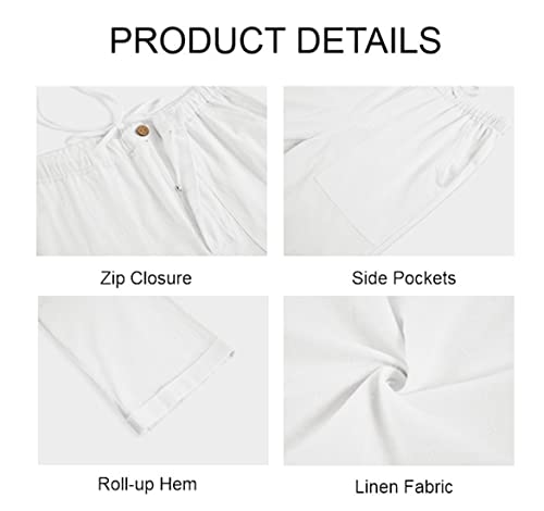 Mens Linen Pants Yoga Beach Loose Fit Casual Summer Elastic Waist Drawstring Baggy Trousers with Pockets4