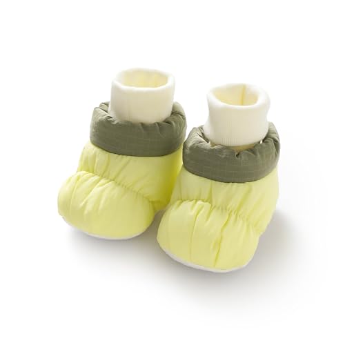 YIXPOH Baby Winter Booties, Cotton Fleece-Lined Soft-Soled Non-Slip Walking Shoes for 0-12 Months Infants, Thickened Warm Boots (Yellow, 0-6 Months, Infant, 0 Months, Age Range, US Footwear Size System, 6 Months, Medium)