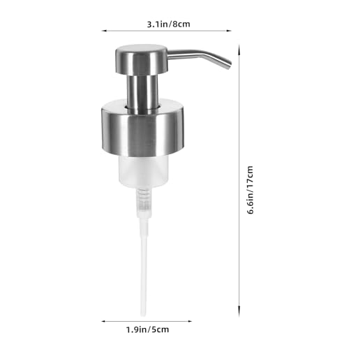 2pcs Foam Dispenser Pump Replacement Stainless Steel Liquid Soap Dispenser Head Shampoo Bottle Pump,Suitable About 44mm/1.73” Wide Rim Threaded Bottle Neck, for Toilet Shower (Silver)2