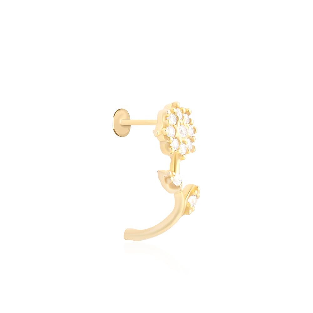 925 Silver Floral CZ Spark Nose Pin for Women and Girls | Flower-Inspired Nose Pin with Crystal Center | Adjustable Pure Silver Nose Jewelry for Gifting-image-29
