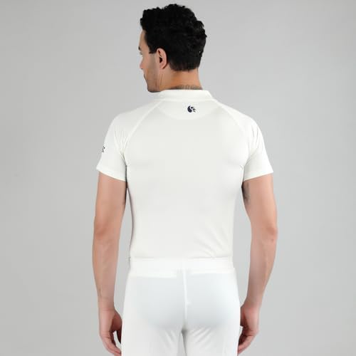 Image of DSC Atmos Half Sleeve Polyester Cricket T-Shirt Size 28 (White /Navy)