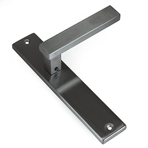 naka24 Onyx Inox BB PZ - Picaporte para WC (acero inoxidable, placa larga, sin agujero para llave) Cover