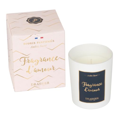 DRAEGER PARIS - Bougie Cadeau blanche Parfumée Sacré "Fragrance d'amour" - Idée Cadeau pour Ami, Collègue, Famille - Made in France - 100% Cire Végétale - 40h de combustion