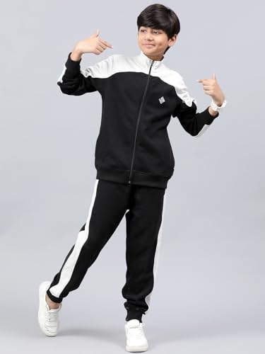 Image of Li'l Tomatoes Boys Fleece Winter Tracksuit Set | Full Sleeve Sweatshirt & Track Pant | Soft & Warm | 7-16 Years