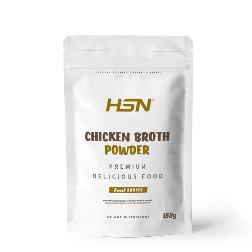 HSN Caldo de Pollo Proteico en Polvo | Sabor Umami 150g = 10 Tomas por Envase para tomar directamente o en recetas | Alto en Proteínas con Ingredientes 100% Naturales | No-GMO, Sin Gluten ni Lactosa