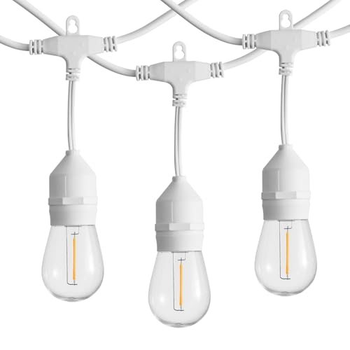 SUNTHIN 50FT Outdoor White String Light with 16 1W LED Shatterproof Filament Bulb for Patio Lights Backyard Porch Party Lights