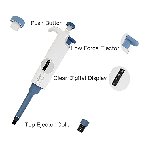 Ulab Single Channel Pipettor With Pipette Tips Offered, 1Pc Of Adjustable Volume Micro Pipette With Vol.range.100-1000Μl, 500Pcs Of Vol.1000Μl Pipette Tips In Blue Color, Ulh1021 #TOP3