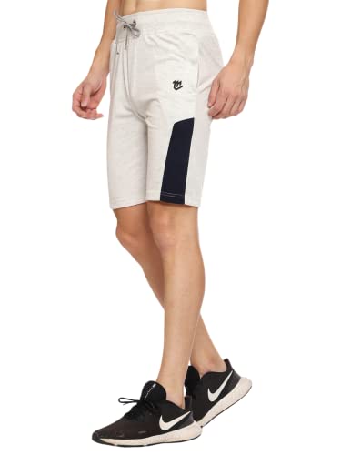 Image of MARK LOUIIS Men's Cotton Blend Shorts with 2 Zipper Pockets + 1 Back Pocket | Lightweight Breathable Casual Shorts | Elastic Waist Comfortable Fit | Multi-Color | M to 7XL