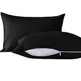 Set of 2 Baby Crib Pillows with Microfiber Pillowcases, Soft, Machine Washable Down Alternative Zippered Pillowcases for Crib, Daycare, Travel, 13x18 Inches, Black
