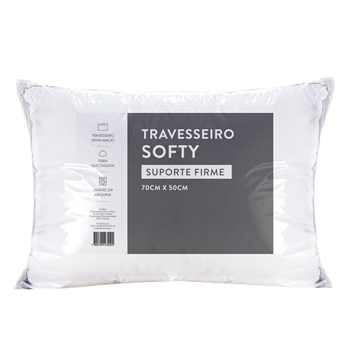 Travesseiro 70cm x 50cm Softy Suporte Firme Alto Extra Macio Antialérgico Fibra Importada