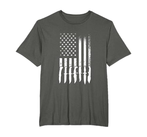 US Flag Knife Enthusiast, Knife Collection T-Shirt
