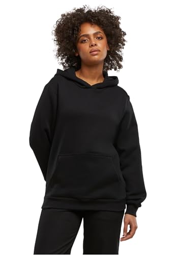 Sweat à capuche noir en molleton brossé chaud et coupe ample pour femme active