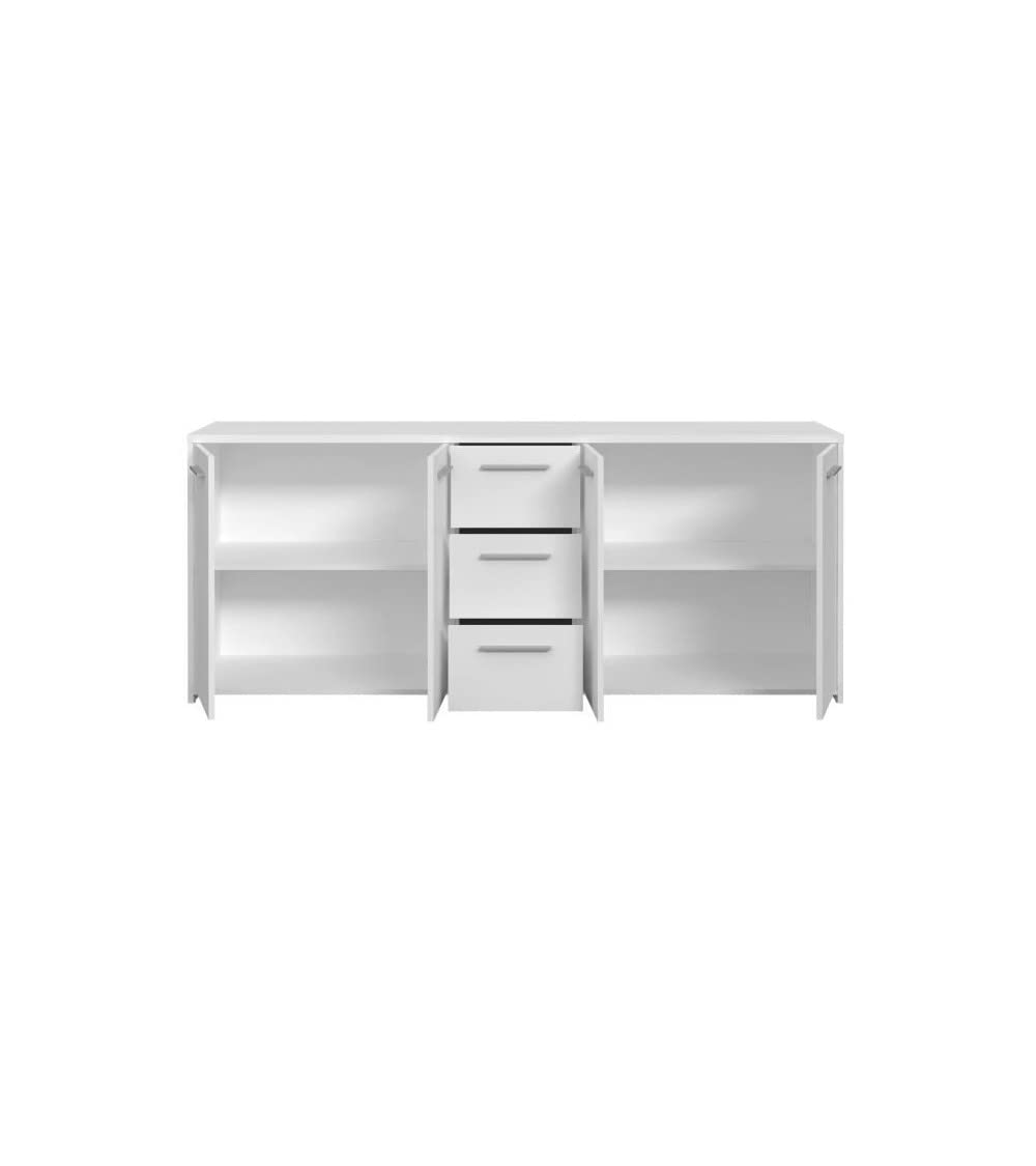 Forte PILVI Sideboard 180, Großes Sideboard mit 4 Türen und 3 Schubladen, Holzwerkstoff, Weiß, 179 cm breit, 74.1 cm hoch, 42 cm tief